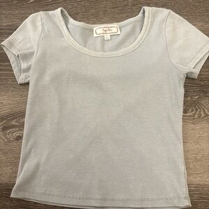 Light Blue Ribbed Baby Tee Top